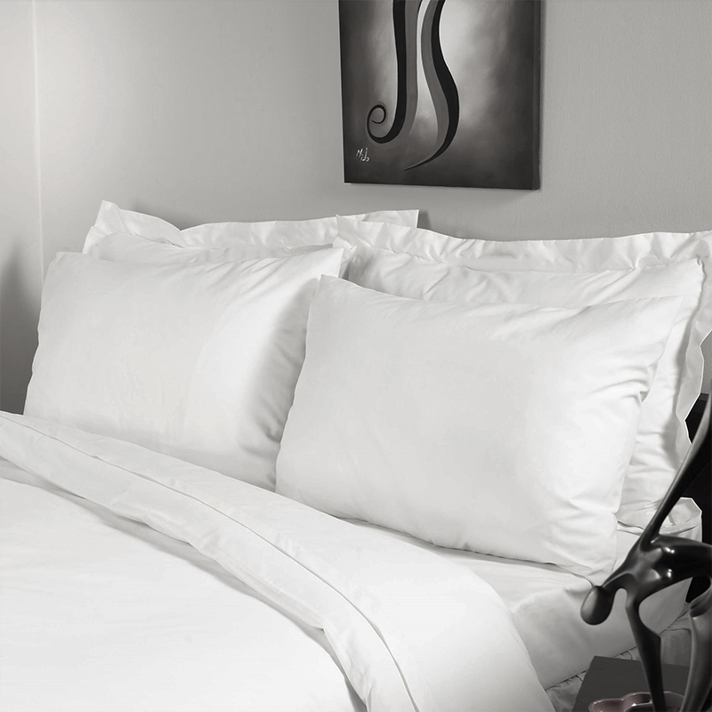 4pcs koleksi tempat tidur hotel kapas putih 350tc Sateen polos