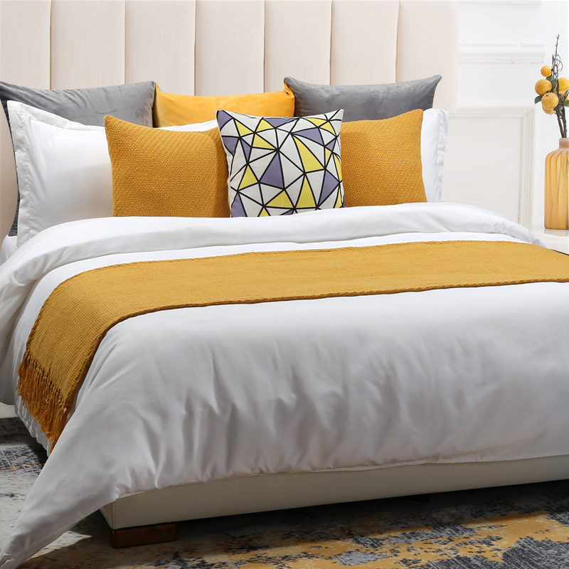 100 % Cotton 250TC Plain Sateen White Hotel Tempat Tidur Tempat Tidur