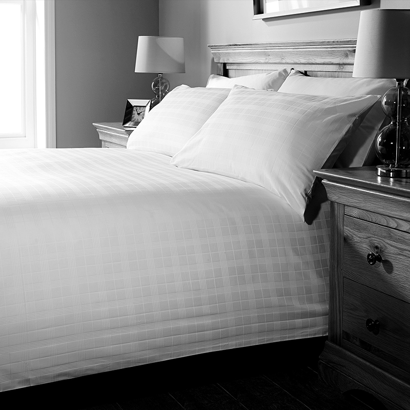 Jacquard Geometric Check 330t Hotel Tempat Tidur Tempat Tidur Hotel Set