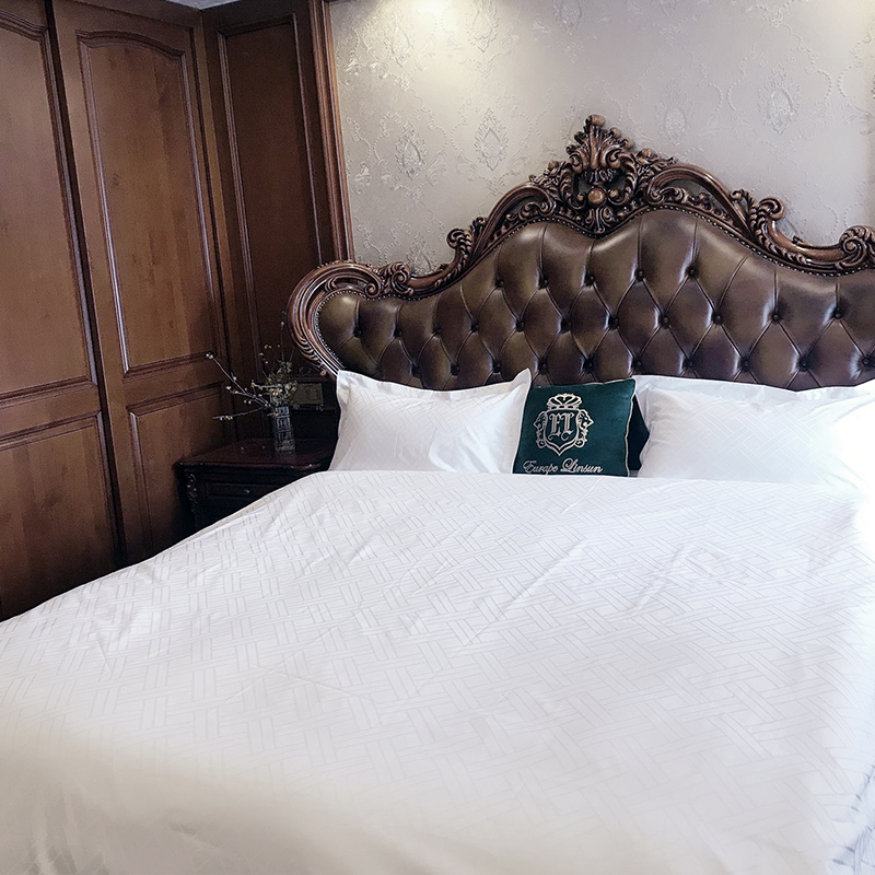 Snow White Pure Cotton 60s 330tc Sateen Jacquard Hotel Tempat Tidur Pakaian