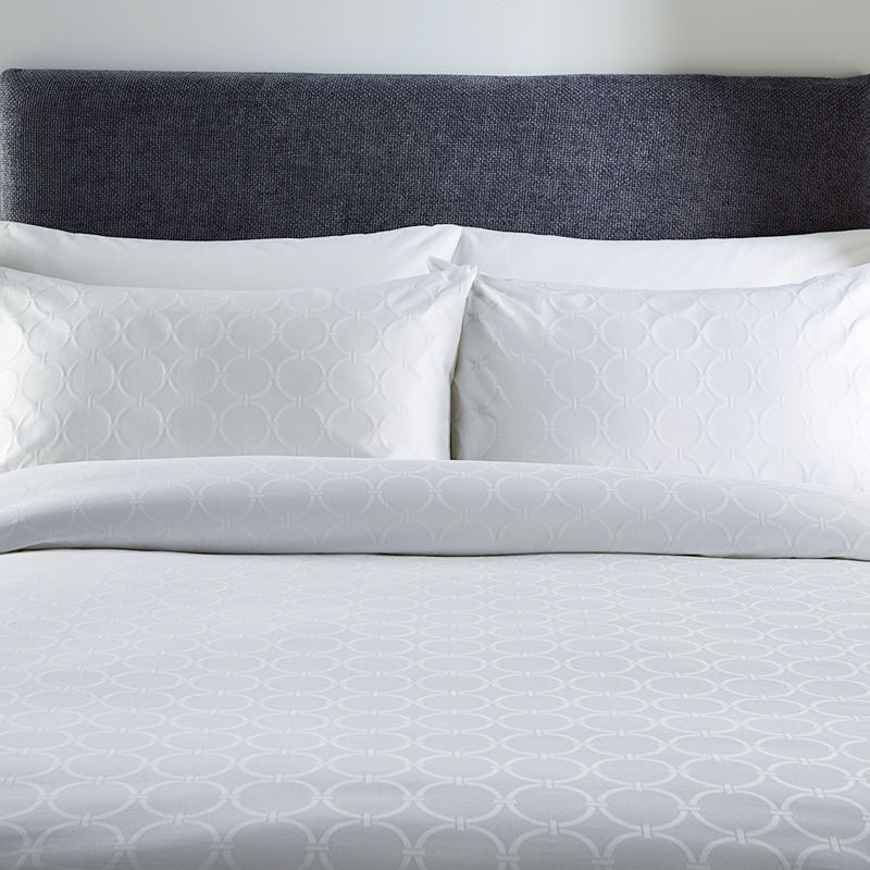 T250 STAPLE PANJANG CAPTEL Putih Jacquard Hotel Sheets Tempat Tidur