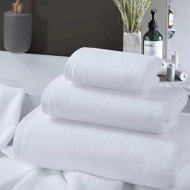 Kapas murni 32S Twist ganda Terry Handuk Hotel Putih Plain