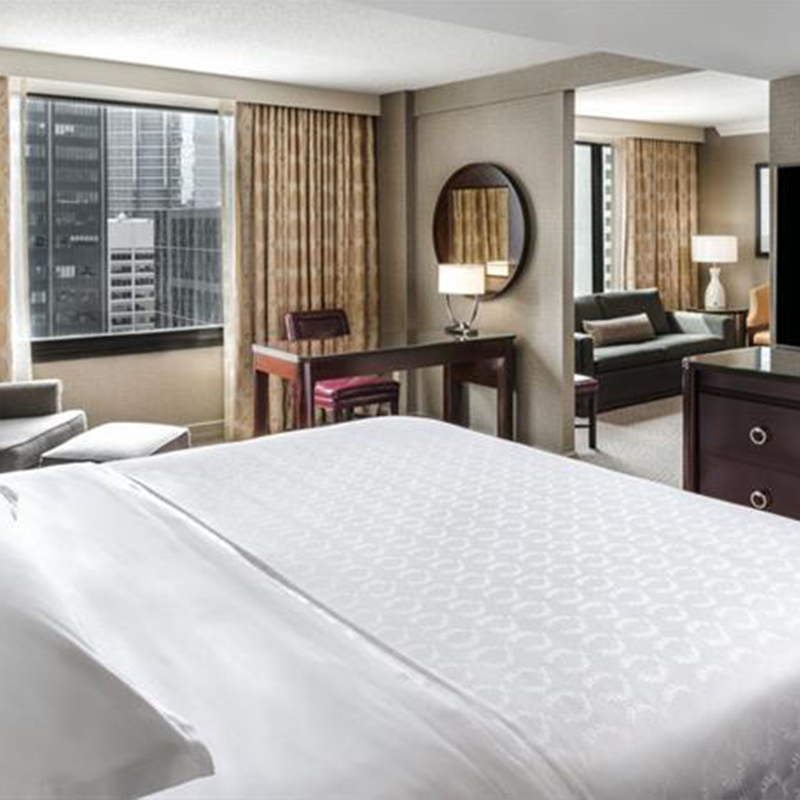 Putih 300 Benang Hitung Set Kapas Murni Sateen Jacquard Hotel Set Bedsheets