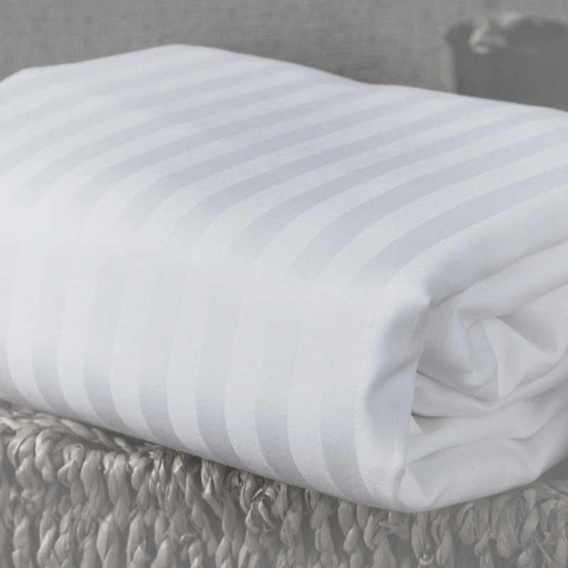 Kapas murni putih TC300 Sateen Stripe Hotel Sheets Supply