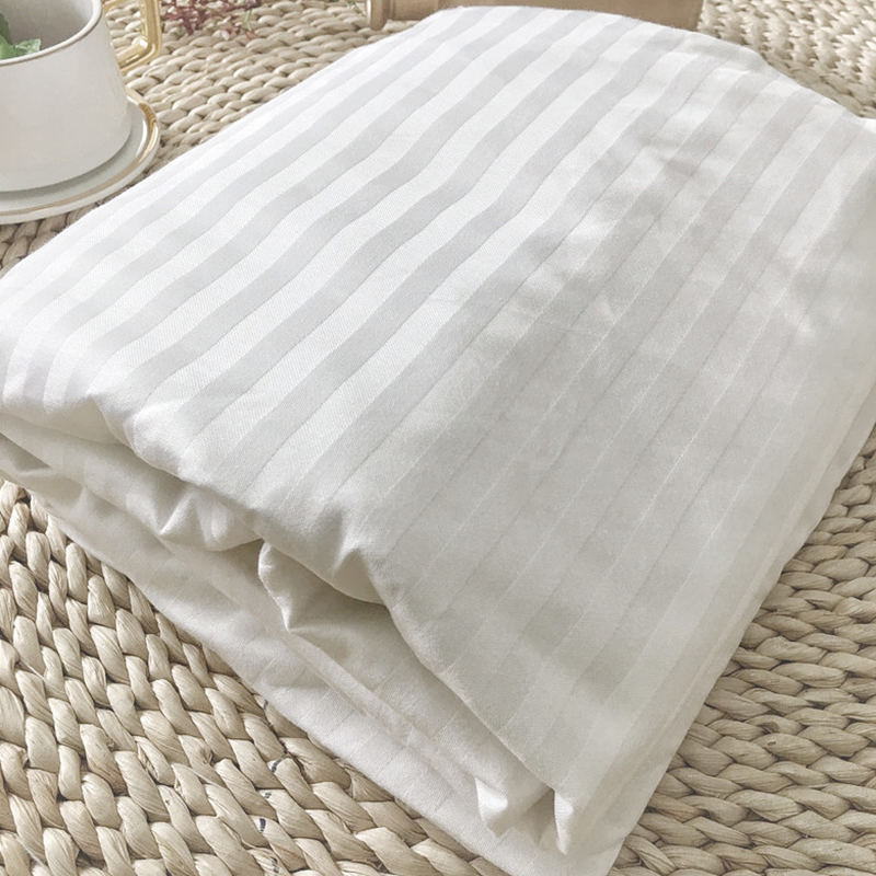 Kapas putih 60 -an benang 330 utas jumlah Sateen Stripe Hotel Fitted Sheets Grosir