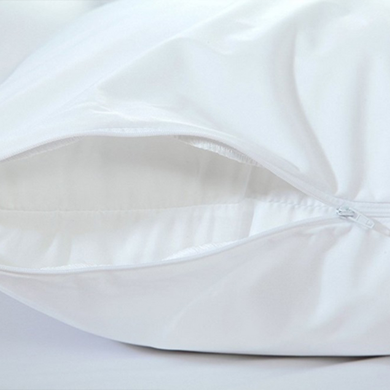 200tc Polycotton Plain White Ritsleting Pillow Protector Hotel