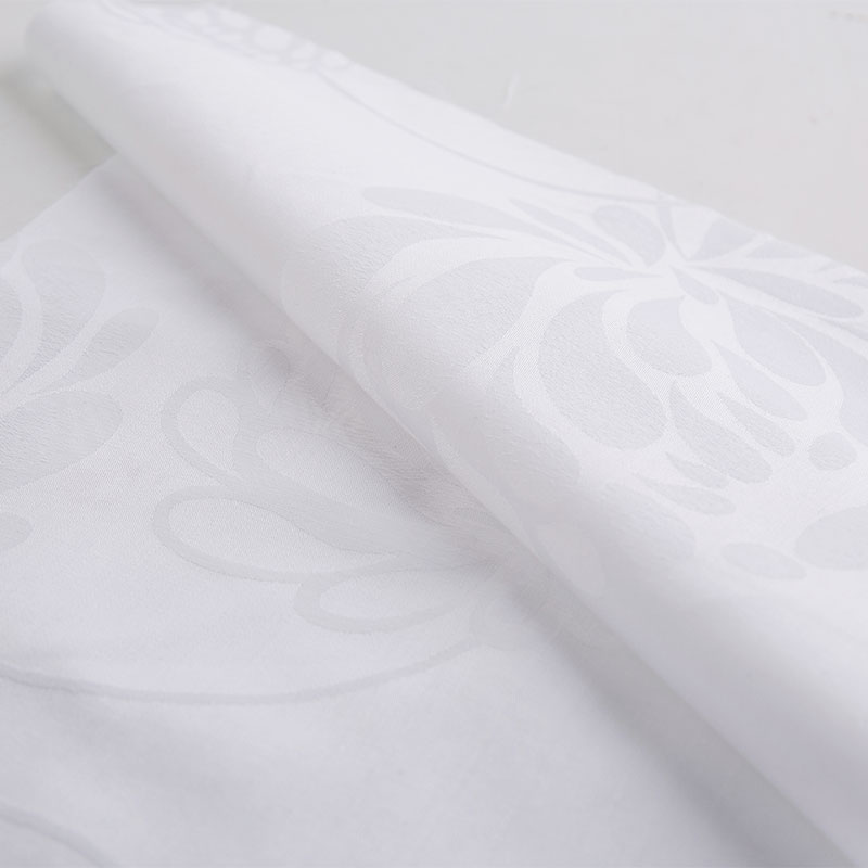 Cotton Jacquard Flower White Hotel Tempat Tidur Kain